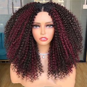 Witte kanten front pruiken voor vrouwen synthetische pruik korte bob-pruik afro verwarde krullende pruiken bruin natuurlijk haar met clip