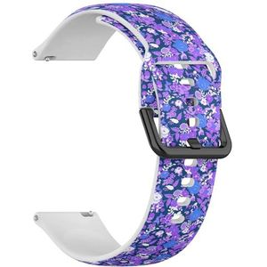 Compatibel met Garmin Venu/Venu 2 Plus/Sq/Sq Music/Sq 2/Sq 2 Music, (bloemen lila wit roos lelie camellia zonnebloem) 20 mm zachte siliconen sportband armband armband