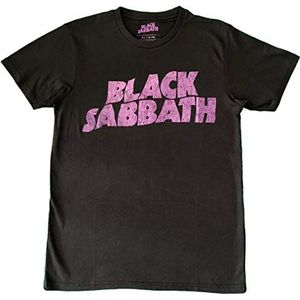 Black Sabbath Vintage T-shirt met golvende logo voor heren, Zwart, S