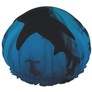 Hammerhead Haaien Print Douchekapjes Elastische Herbruikbare Waterdichte Badmutsen Dubbellaags Haar Cap Voor Vrouwen Mannen