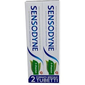 Sensodyne F-Previen Dentifricio Denti Sensibili Igiene Dentale Menta, 2 x 75 ml