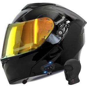 Vouwhelm met Bluetooth, Motorhelm voor Motoren Integraalhelmen Flip-up Helm ECE-certificering Anti-condens-Dubbele Spiegel De Windgeluiden Hoofdbescherming voor Vrouwen Mannen 55 ~ 64 cm (Kleur: U,