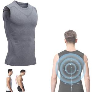 Menionic Toermalijn Posturecorrector Vest, 2024 Nieuwe Versie Ionic Shaping Mouwloos Shirt, Comfortabel & Ademend (XXL, Grijs)