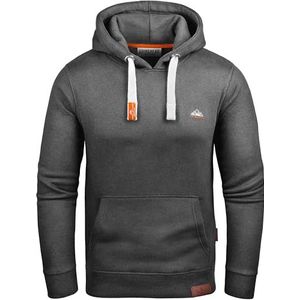 Grin&Bear Zware heren contrast cross over hoodie capuchonjack hoodie met capuchon GEC023, antraciet, XL