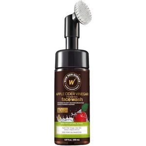 WOW Skin Science Appelciderazijnschuimpeeling, gezichtsreiniging & borstel, gezichtsreiniger voor acne, gezichtsreiniger, vettige huid, zachte gezichtsreiniger (bruin, 150 ml (verpakking van 1)
