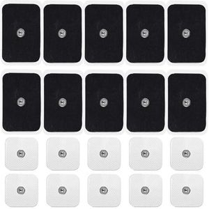 20 stuks TENS elektrodenpads, 5 x 5 mm/6 x 9 mm, elektroden-nopkoopset, herbruikbare elektrodenpads voor het verlichten van spieren, rugpijn en gewrichtspijn, compatibel
