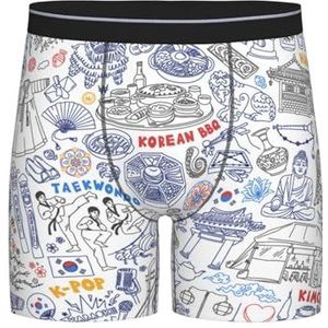 Heren Boxer Korte Zuid-Korea Traditionele Symbolen Voedsel Boxer Shorts Kleurrijke Boxer Shorts Comfort Ondergoed Voor Jongen, Man, Gift, Ondergoed 909, M