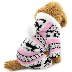 Ranphy Pyjama, zachte fluwelen hoodie met rendiermotief voor honden en puppy's