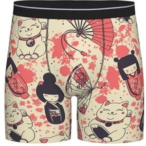 Heren Boxer Slips Kokeshi Dolls Maneki Kat Boxer Shorts Nieuwigheid Boxer Shorts Vintage Taille Ondergoed Voor Gift, Papa, Minnaar, Ondergoed 183, M