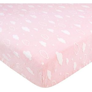 TL Care Hemelse zachte chenille hoeslaken voor standaard wieg en peuter matrassen, 3D wolk & roze, 28 x 52, voor meisjes