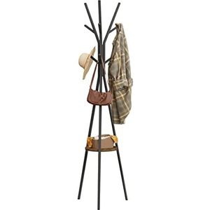 WOLTU SRY40sdc Kapstok, vrijstaand kledingrek, metaal, kapstok in boomvorm, met 9 haken en 1 plank, voor kleding, hoeden, tassen, voor woonkamer en kantoor, hoogte 180 cm