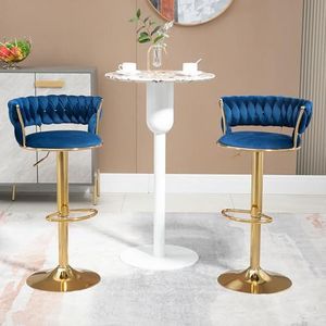 Coolmore Set van 2 verstelbare zitstoelen met voetsteun voor keuken, eetkamer, 2 stuks/set (marineblauw)