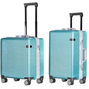 Koffer Rollende bagage Spinner Rits Aluminium Frame Trolley Dames Heren Cabine Kofferwielen (Color : White, Size : 22inch)