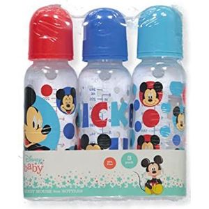 Disney Cudlie Mickey Mouse Baby Boy 3 Pack 9oz Bottles with Bright Mickey Print
