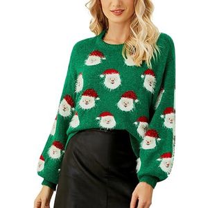 LIKPOJA Kerst damestruien sweatshirts tops gebreide lelijke kersttrui truien voor vrouwen dames meisjes kerstfeest winter warme gebreide outfit, Groen, M