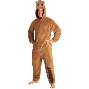 Marvel Onesies Voor Heren en Tieners - Donzige Fleece Onesies Met Capuchon S-3XL Loungekleding - Cadeaus Voor Heren, Bruin, S