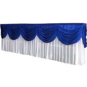 LPHFDCS Tafelrok 10ft x 29"" Ice Silk Tafelrok Kleurrijke Geplooide Ruches Tafelplint voor Bruiloft Verjaardag buffet tafel Decoratie Bruiloft Feestdecoraties (Wit en Koningsblauw)