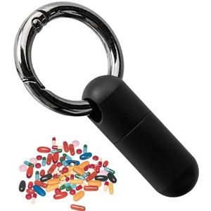 Kleine medicijnfles, draagbare metalen pillendoos - medische titanium pillendoos, draagbare pillendoos, kleine roestvrije pillenhouder, sleutelhanger, dagelijkse pillenorganizer