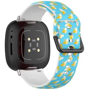 Sportbandje compatibel met Fitbit Sense / Sense 2 / Versa 4 / Versa 3 (Banana Paper Cut) siliconen armband accessoire