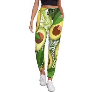 Avocado Tropische Palmboom Joggingbroek Voor Vrouwen Hoge Taille Joggers Casual Lounge Broek Met Zakken Voor Workout Running