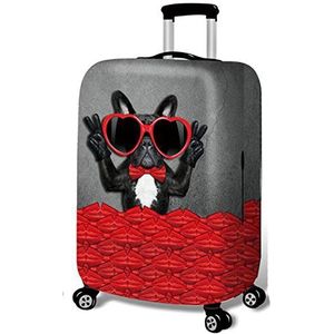 YEKEYI Wasbare Reizen Bagage Cover Grappige Cartoon 3D Denim Dieren Koffer Protector 45-90 cm, Bril Hond, L (Suitable for 25""-28"" luggage)