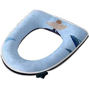 GPDNBIEU, toiletbrilkussen, toiletbrilkussens universeel groot toiletkussen huishoudelijk vier seizoenen toiletbrilpakking wintertoiletbril(Blue)