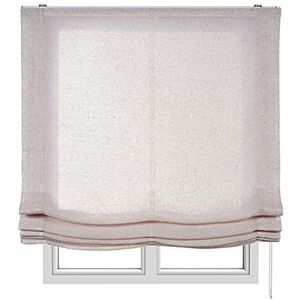 Vouwgordijn zonder baleinen, lichtdoorlatend vouwgordijn voor ramen en deuren, stoffen gordijn ideaal voor keuken, woonkamer, slaapkamer I Beige, 60 x 175cm