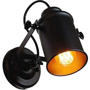 Comely Wandlamp voor binnen, zwart, vintage wandlamp voor binnen, wandspot, industriële E27-fitting, verstelbare wandlampen voor hal, slaapkamer, woonkamer, bar, café