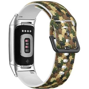 RYANUKA Zachte sportband compatibel met Fitbit Charge 5 / Fitbit Charge 6 (Funny Cats Camouflage) siliconen armband accessoire, Siliconen, Geen edelsteen