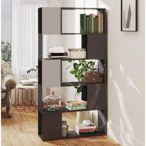 CBLDF Boekenkast Roomverdeler Hoogglans Grijs 80x24x155 cm Engineered Wood