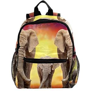 Afrikaanse olifant familie schattige mode mini rugzak pack tas, Meerkleurig, 25.4x10x30 CM/10x4x12 in, Rugzak Rugzakken