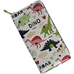 SENATIVE Vrouwen Lange Slanke Purse Mode Muti-Card Clutch Bag Pecfect Gift voor Lover, Leuke dinosaurus (multi) - 20201008-86
