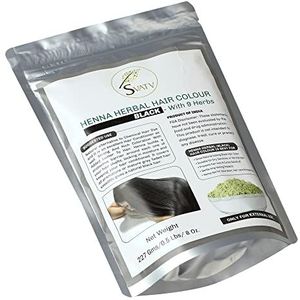 SVATV Zwarte henna-haarkleur met de goedheid van 9 kruiden | Black Henna Mehndi voor haar, maak het haar zacht en glanzend Natuurlijke haarkleur227g,08oz