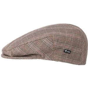 Lipodo Devron Ruitjes Pet Heren - Made in Italy katoenen cap flat hat met klep voering voor Lente/Zomer - 61 cm beige