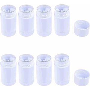 10 Pack Ronde Lege Deodorant Containers Plastic Twist-up Deodorant Flessen Hervulbare Lippenbalsem Buizen voor DIY Deodorant Lippenbalsem Lippenstift Gemakkelijk te Vullen (75ml, Wit)