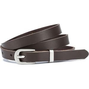 Frentree Leren riem voor dames, Made in Germany, 1,5 cm, smalle echt lederen riem, voor jurk en pantalon, 100% leer, donkerbruin, 120