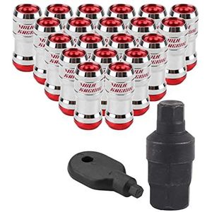 Borgmoeren M12 X P1.5, 20 stuks racefietsmoeren met wielmoersleutel en inbussleutel geschikt voor aftermarket-wielen (rood) geschikt voor 2020 geschikt voor Si l