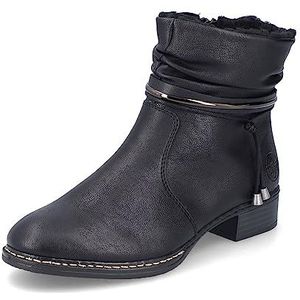 Rieker DAMES Enkellaarzen 73456, Vrouwen Enkellaarsjes,laarzen,halve laarzen,bootie,plat,Zwart (schwarz / 00),38 EU / 5 UK