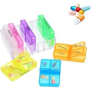 Pill dispenser Pill Organizer, Weekly Pill Box 4 Times Per Day, Compact Pill Dispenser, Moisture Proof Light Proof Medicine Holder (Size : 1pcs)