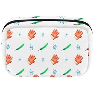 Cosmetische Rits Pouch Make-up Bag Reizen Waterdichte Toiletry Zakken voor Vrouwen Winter Gebreide Handschoen-01, Meerkleurig, 17.5x7x10.5cm/6.9x4.1x2.8in