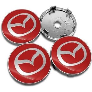 4 stuks auto wielnaafdoppen voor Mazda 2 3 5 6 CX-5 CX-7 CX-9 MX-5 ATENZA 56mm auto wieldoppen wieldoppen vervangende wieldoppen stickers A