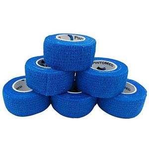 PintoMed - 6 x Blauw - Samenhangend Verband - Cohesive Bandage - 6 rollen x 2,5 cm x 4,5 m Zelfklevende Flexibele Verbanden, EHBO, Sportverbandverbanden - Pak van 6