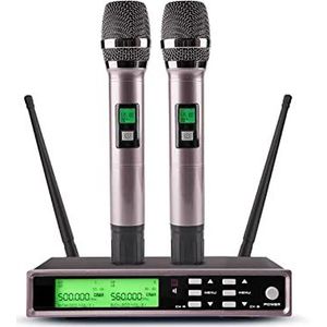 Audiomixer, Wireless Microphone with Treble Bass Echo Effect Full Metal Karaoke Dual Handheld Mic 200 Adjustable Frequency Eenvoudig te gebruiken en te bedienen