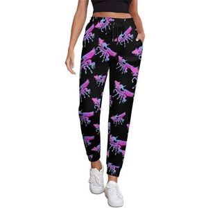 Magic Unicorn Joggingbroek voor dames, hardloopbroek, joggingbroek, vrijetijdsbroek, elastische taille, lang, met zakken