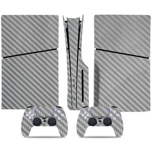 P5 Slanke Host Center Stickers Voor Sony PS5 Slim Console Disk Edition Koolstofvezel Skin Cover Sticker Game Console Accessoires (Zilver)