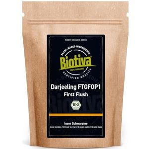 Biotiva Darjeeling First Flush Organic 1kg (4x250g) - Biologische zwarte thee - Verpakt in Duitsland (DE-ECO-005) - veganistisch - losse bladeren