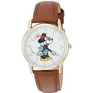 Disney Unisex-Volwassenen Analoog Quartz Horloge Met Kunstlederen Band W002770, Bruin, riem