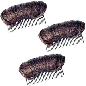 Invisible Fluffy Hair Pad, 3PCS Fluffy Princess Styling Increased Hair Pad, Invisible Fluffy Hair Clip, Invisible Fluffy Volume Lift Clip (C-3PCS Dark Brown)