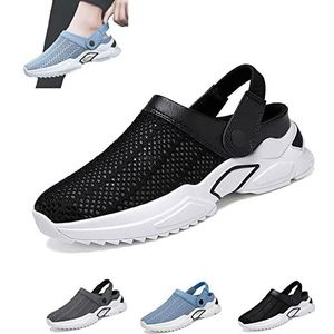Men's Orthopedic Hollow-Out Summer Sandals, Mens Mesh Breathable Sandals, Non-Slip Lightweight Orthopedic Shoes (Color : Black, Size : 44 eu)