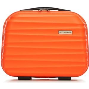WITTCHEN Cosmetica koffer Reiskoffer Handbagage Cabinekoffer Harde schaal van ABS Cijferslot GROOVE Line Oranje